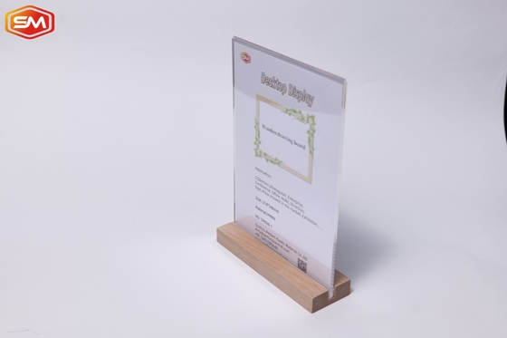 Buy Acrylic Table Top Sign Holder Frame Menu Holder With Wooden Base online manufacture