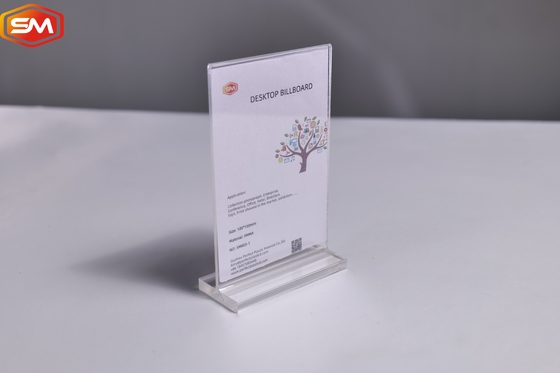 Buy Custom A4 A5 A6 Clear Horizontal T Shape Acrylic Sign Holder Display Stand Desk Label online manufacture