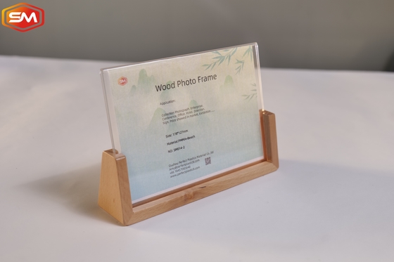 Buy New Style Clear Acrylic Sign Holder Photo Frame OEM With Wood Base Stand Diaplay online manufacture