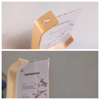Buy Quality Hand Made 4x6 5x7 6x8 L Shape Acrylic Photo Picture Frame with Wood Base online manufacture