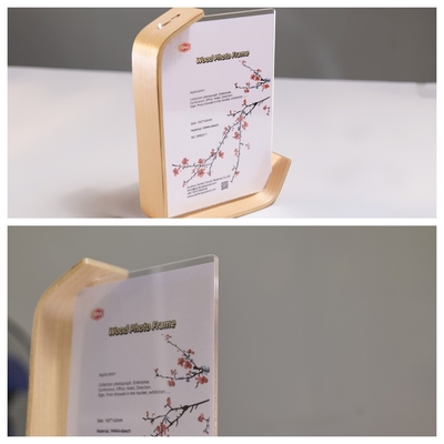 Buy Personalized Clear Sheet Poster L Shape Acrylic Photo Picture Frame with Wood Base online manufacture