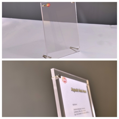 Buy Free Standing Double Sided Transparent Table Display Floating Acrylic Photo Holder Frame online manufacture