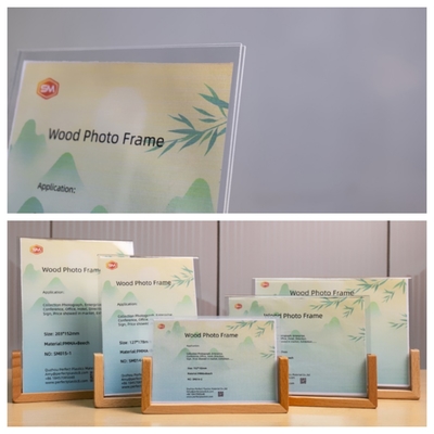 Buy Custom Acrylic Picture Frame With Real Wood Base Clarity Photo Display SM017 online manufacture