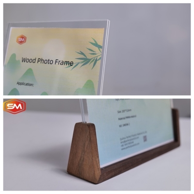Buy High Light Transmission Acrylic Photo Stand With Wood Base Eco-friendly Alternative Option online manufacture