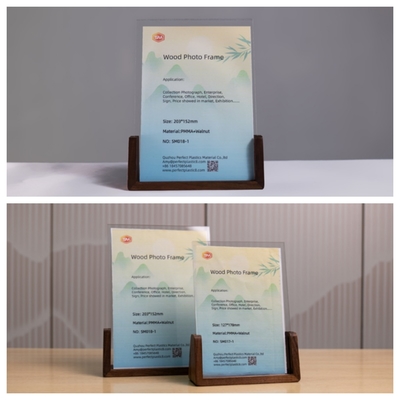 Buy Walnut Acrylic Photo Frame U Shape Solid Beech with Custom Logo online manufacture