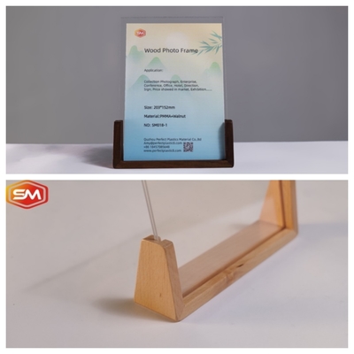 Buy A4 Clear Desktop Clear Acrylic Photo Frame with Wood Base online manufacture