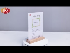 Acrylic Sign Holder with Flat Beech Wood Base