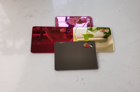 1-6mm Thickness Mirror Acrylic Sheet Adhesive Gold Mirrored with Different Colors