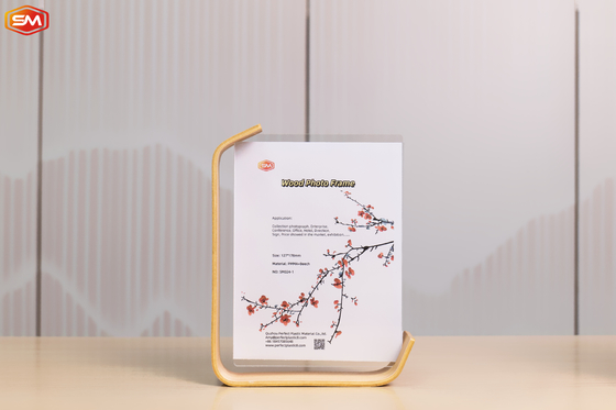 Double Sided Clear 6 Inch 7 Inch 8 Inch L Shape Acrylic Photo Picture Frame with Wood Base OEM