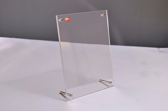 Clear Acrylic Certificate Frame Holder Clear Picture Photo Display Desk Sign With Stand