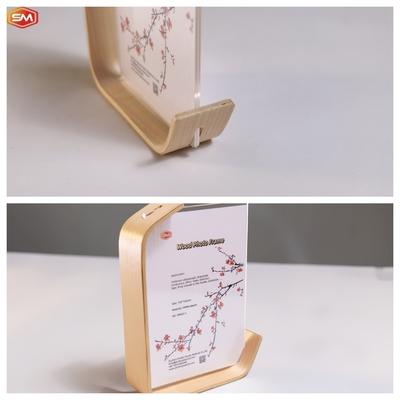Decorative L Shape Acrylic Photo Picture Frame with Wood Base Dried Flowers Display