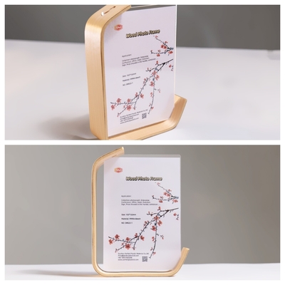 Display Clear Table Card L Shape Acrylic Photo Picture Frame with Wood Base