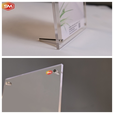 A6 Custom Clear Acrylic Display Photo Frame With Steel Screw Stand