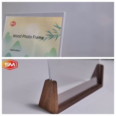 Ecofriendly Top Loading Clear Acrylic Photo Display Frame With Customized Wooden Base