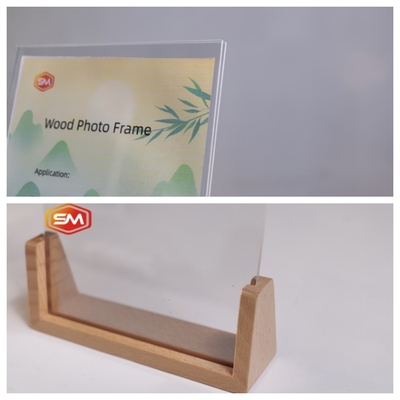 Personalized Picture Display Frame With Acrylic Panel And Wooden Base