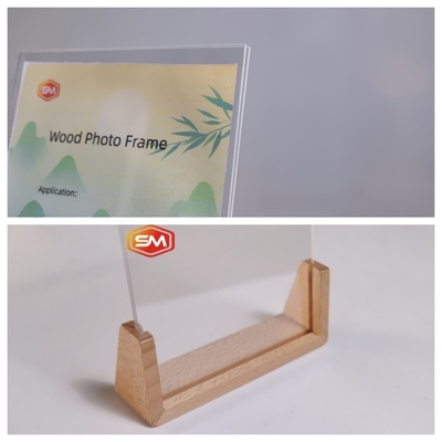 Clear Acrylic Photo Frame With Wood Base Eco-friendly Density 1.20g/cm3