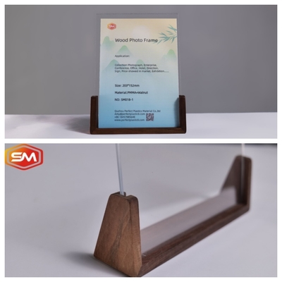 High Definition Acrylic Photo Frame with Walnut Wood Base