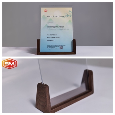 Embedded Acrylic Photo Frame Tableholoder Wood Base