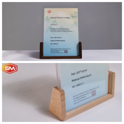 3X3.5 inch multi-size U-shaped acrylic photo frame with wooden base