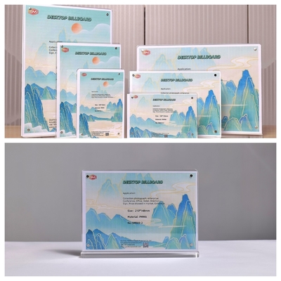 Plastic 8.5x11 5x7 T Shape Magnetic Acrylic Sign Holder for Tabletop Acrylic Sign Display Stands