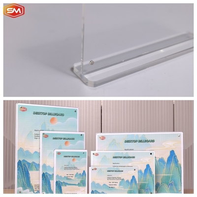 A6 Clear Double Side Photo Frame Tabletop T Shape Magnetic Acrylic Sign Holder
