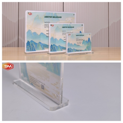 Magnetic Acrylic Frames T Shape Triangular Wooden Base Acrylic Block Photo Frame Acrylic Photo Holders Plexiglass Photo Frames